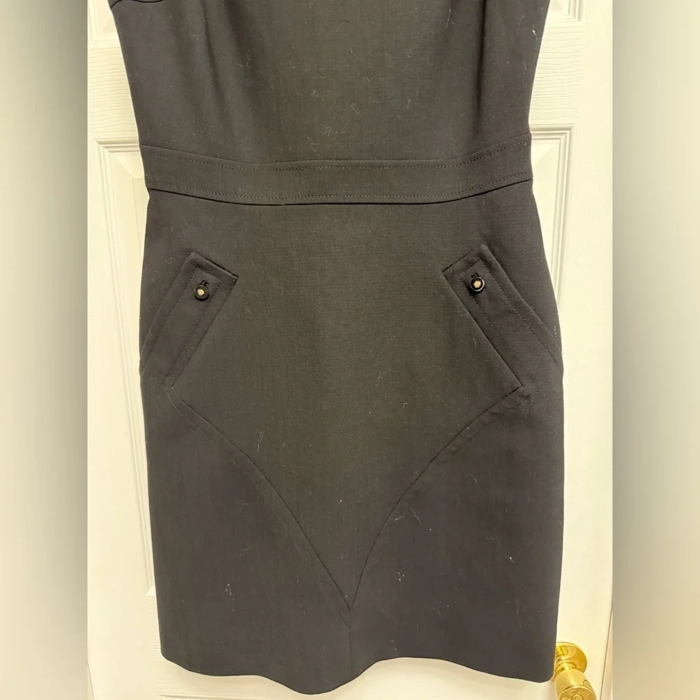 TORY BURCH Dress Sheath Career Wool Blend Sleeveless Modest Black Size 8